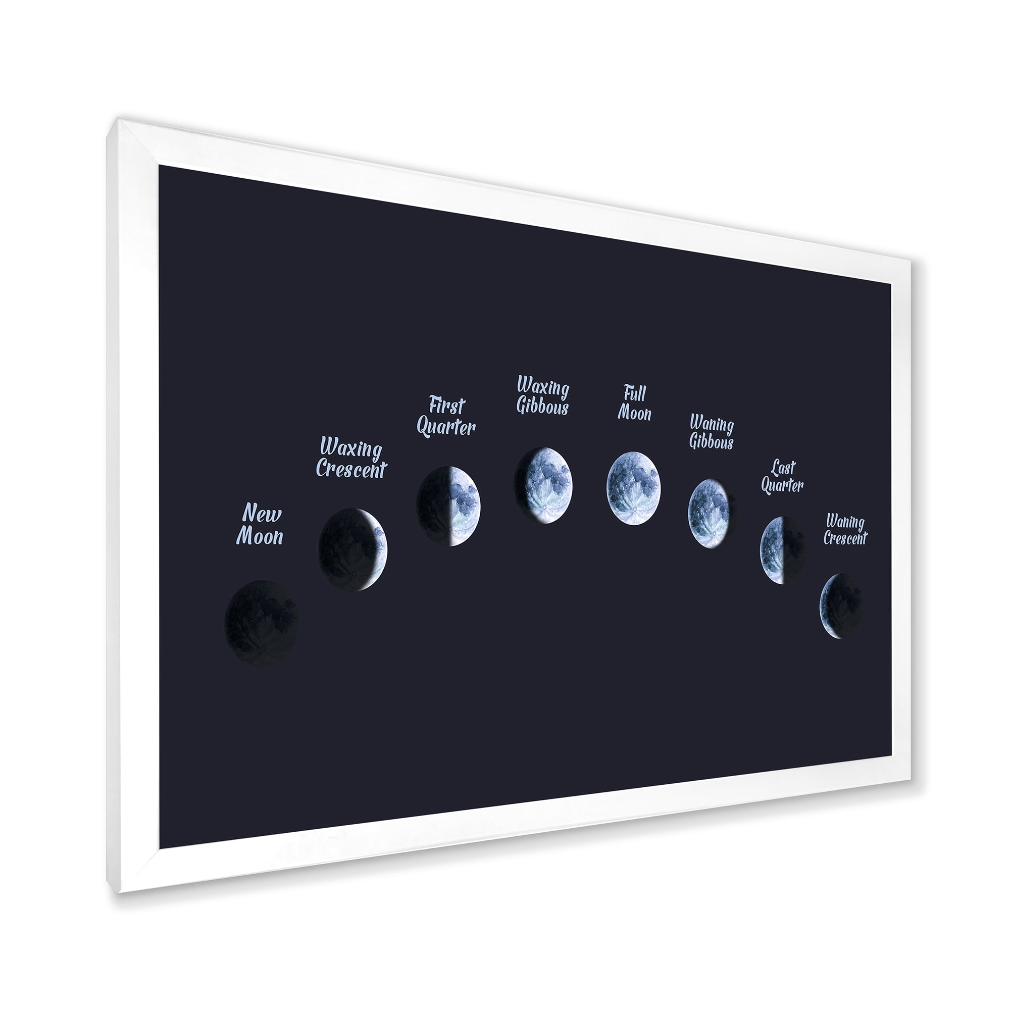 Designart 'Different Moon Phases In Space' Bohemian & Eclectic Framed Art Print