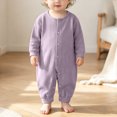 thumbnail image 2 of KJameas Baby Boys Girls Romper Basic Solid Color Snap Button Ribbed Knit, 2 of 5