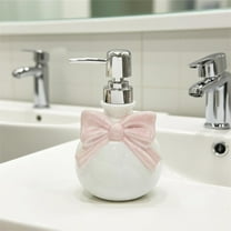 Triani 12Oz/350ML Bow Lotion Dispenser with Silver Pump Refillable Liquid Soap Dispenser Bathroom Bow Tie Relief Lotion Dispenser for Bathroom & Kitchen Use