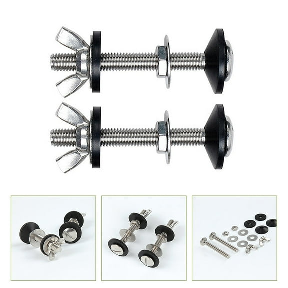 PTOOTP Heavy Duty Stainless Steel Toilet Tank Bolts with Sealing Washer, Assorted Colors, 2 Sets for Secure Installation