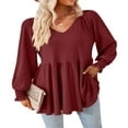 thumbnail image 3 of PENGXIANG Tunique pour Femmes T-Shirts à Manches Longues et Col Rond, 3 of 7
