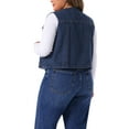 thumbnail image 4 of DARING DIVA Women's Plus Size V Neck Button Down Casual Denim Vest 1X Dark Blue, 4 of 6