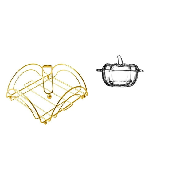 Elegante Solución De Almacenamiento De Mesa: Servilletero Con Brazo Pesado Y Plato De Dulces De Cristal Con Forma De Calabaza Con Tapa Para Decoración De Comedor, Hotel, Bar Y Cafetería.
