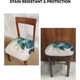 thumbnail image 6 of Dining Room Chair Seat Covers, Watercolor Peacock Feather Teal Blue Turquoise Floral Green Leaf Removable Stretch Chair Seat Cushion Slipcovers Protector for Holiday Party Festival, Set of 6, 6 of 6