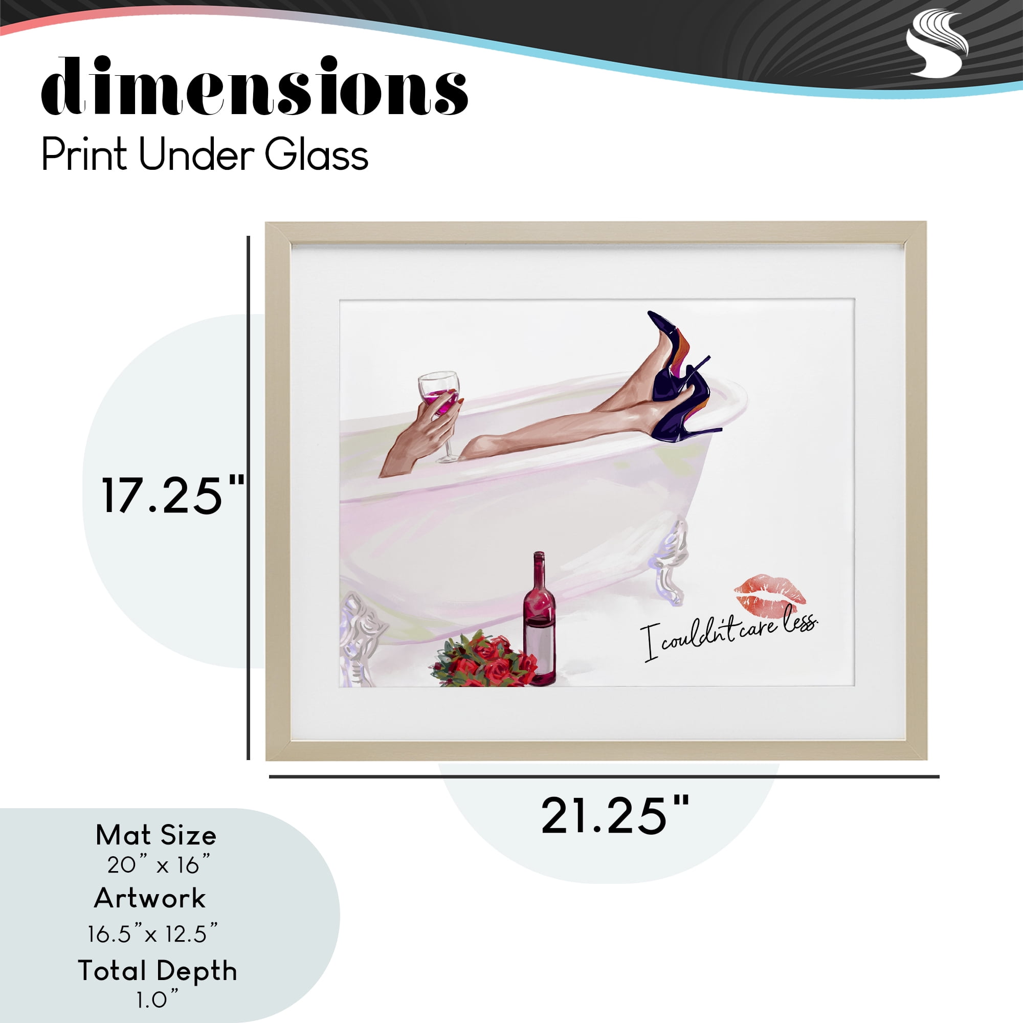 Couldn't Care Less Tub Birch Framed Print Under Glass, design by Ziwei Li