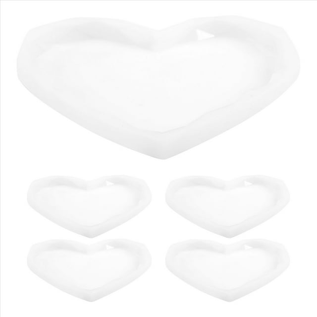 5 Piezas Moldes de Posavasos de Silicona para Alfombrillas de Copa de Resina, Moldes de FundicióN Epoxi Moldes de Posavasos de CorazóN con Borde de Diamante