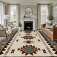 thumbnail image 2 of 5x7 Area Rugs for Living Room, Boho Southwest Non Slip Area Rugs for Kitchen Bedroom Entryway, Farmhouse Aztec Tribe Brown Blue Plaid Washable Carpet Runner Rug Floor Mats for Bedroom Home Decor, 2 of 9