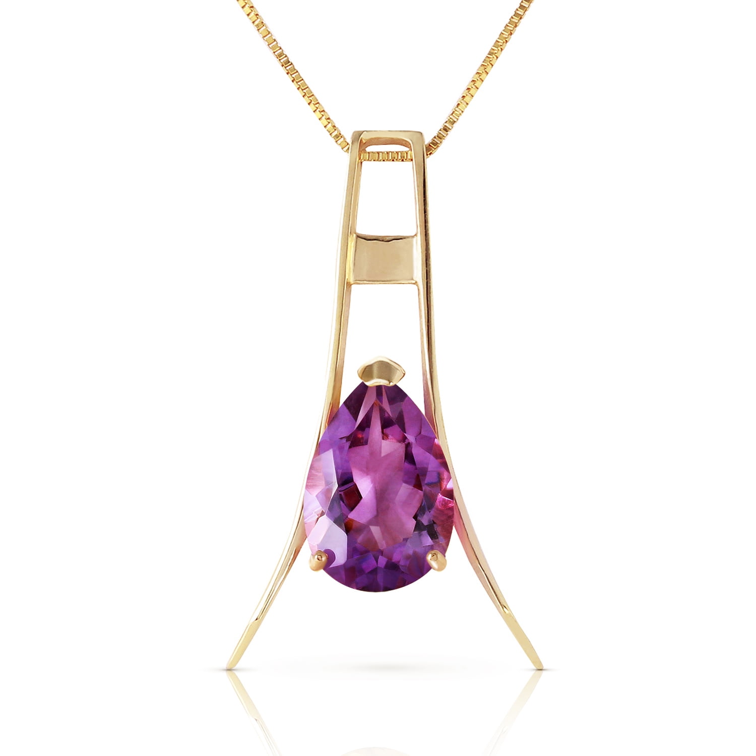 Galaxy Gold 14K Solid Gold Natural Amethyst Necklace for Women - Yellow Gold Fine Jewelry
