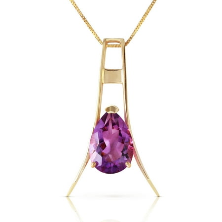 Galaxy Gold 14K Solid Gold Natural Amethyst Necklace for Women - Yellow Gold Fine Jewelry