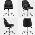 thumbnail image 6 of Topeakmart Faux Leather Mid Back Desk Chair with Rolling Wheelsfor Home Office, Black, 6 of 10