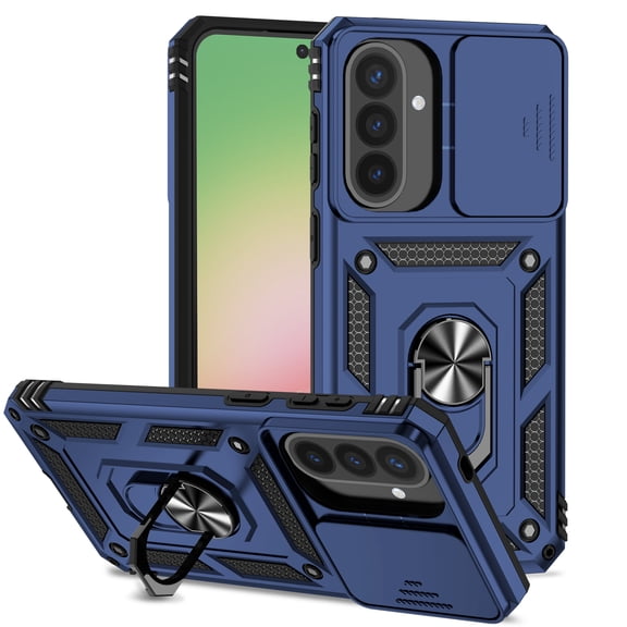 for Samsung Galaxy A26 5G Rugged Phone Case with Slide Camera Cover, Kickstand TPU Bumper Drop Proof Durable Military Grade Protective Case Cover for Samsung Galaxy A26 5G, Blue