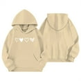 thumbnail image 3 of Hoodies for Girls Valentine's Day Kids Long Sleeve Hooded Sweatshirt Heart Print Front Pocket Beige 2 Years-3 Years, 3 of 3