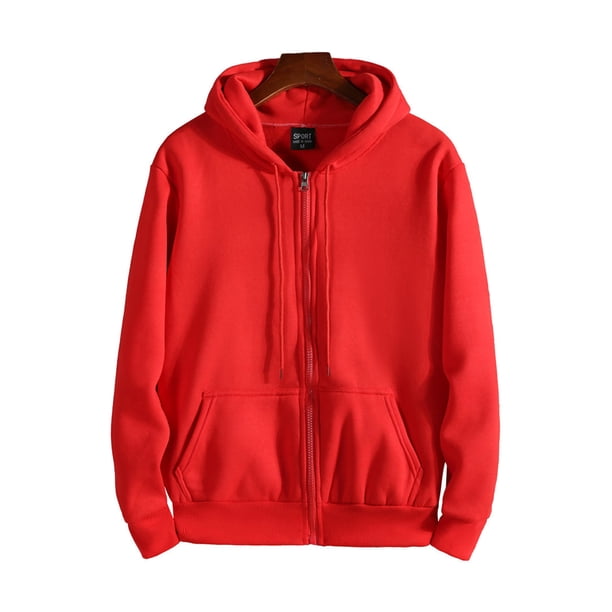 Outwear para hombre Sudadera con capucha y cuello Chaqueta de manga larga Sudaderas con cremallera de invierno Abrigo deportivo de color sólido