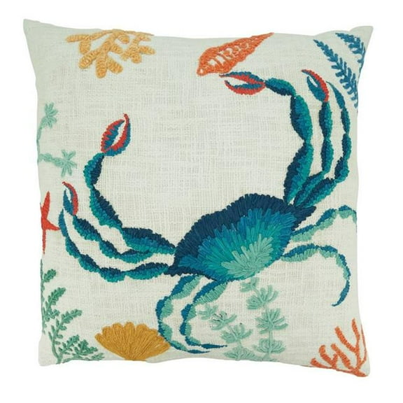 Saro Lifestyle Crab Design Poly Filled Throw Pillow