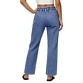 thumbnail image 4 of RFQWOVSR Womens Elastic Waist Straight Leg Cropped Jeans Stretchy Casual Denim Pants M, 4 of 5