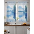 thumbnail image 2 of Blue Ombre Curtains 45 Inch Length, Sheer Curtains for Bedroom Living Room Window Watercolor Landscape Abstract Rustic Rod Pocket Voile Drapes Kitchen Curtains Small Half Window 52"x45" 2 Panels, 2 of 7