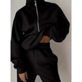 thumbnail image 4 of Casual Matching Two-piece Set, Zip Up Sweatshirt & Solid Sweatpants Outfits, Women's Clothing, 4 of 6