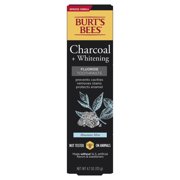 Burts Bees Toothpaste, Natural Flavor, Charcoal with Fluoride Toothpaste, Mountain Mint, 4.7 oz