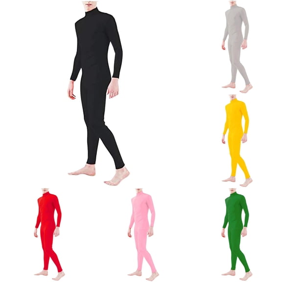 XIAOCHA Solid Turtleneck Full Body Bodysuit For Men Stretch Fit Stage Performance Jumpsuit