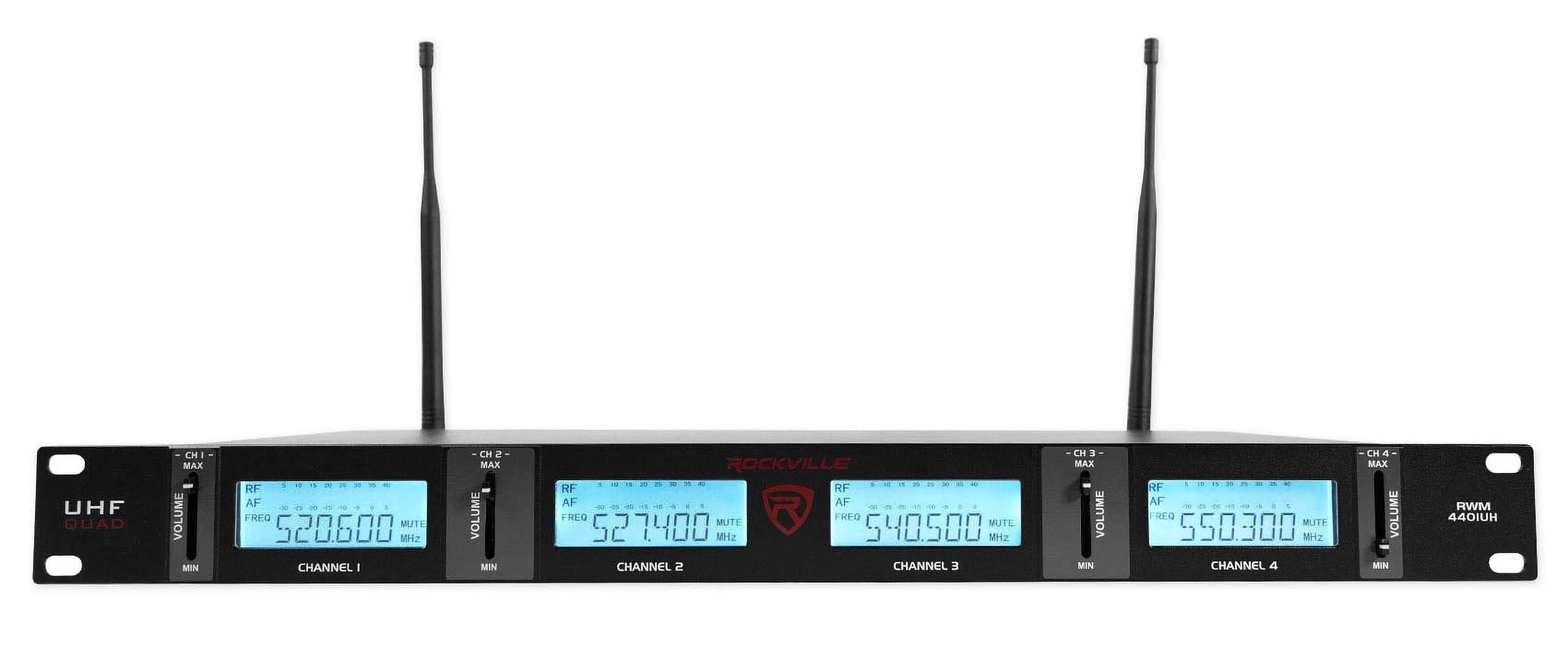 Rockville RWM4401UH QUAD UHF 4 Wireless HandHeld Microphone System w/LCD Display