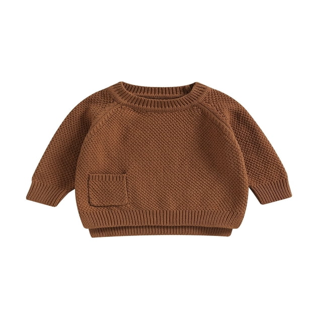 Pull Tricoté pour Enfants Décontracté Chaud à Manches Longues avec Poche