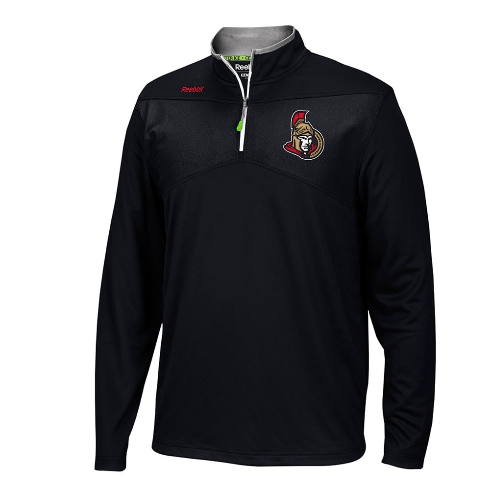 Ottawa Senators NHL Reebok Black Center Ice 1 4 Zip Speedwick Performance Pullover Jacket For Men by Reebok