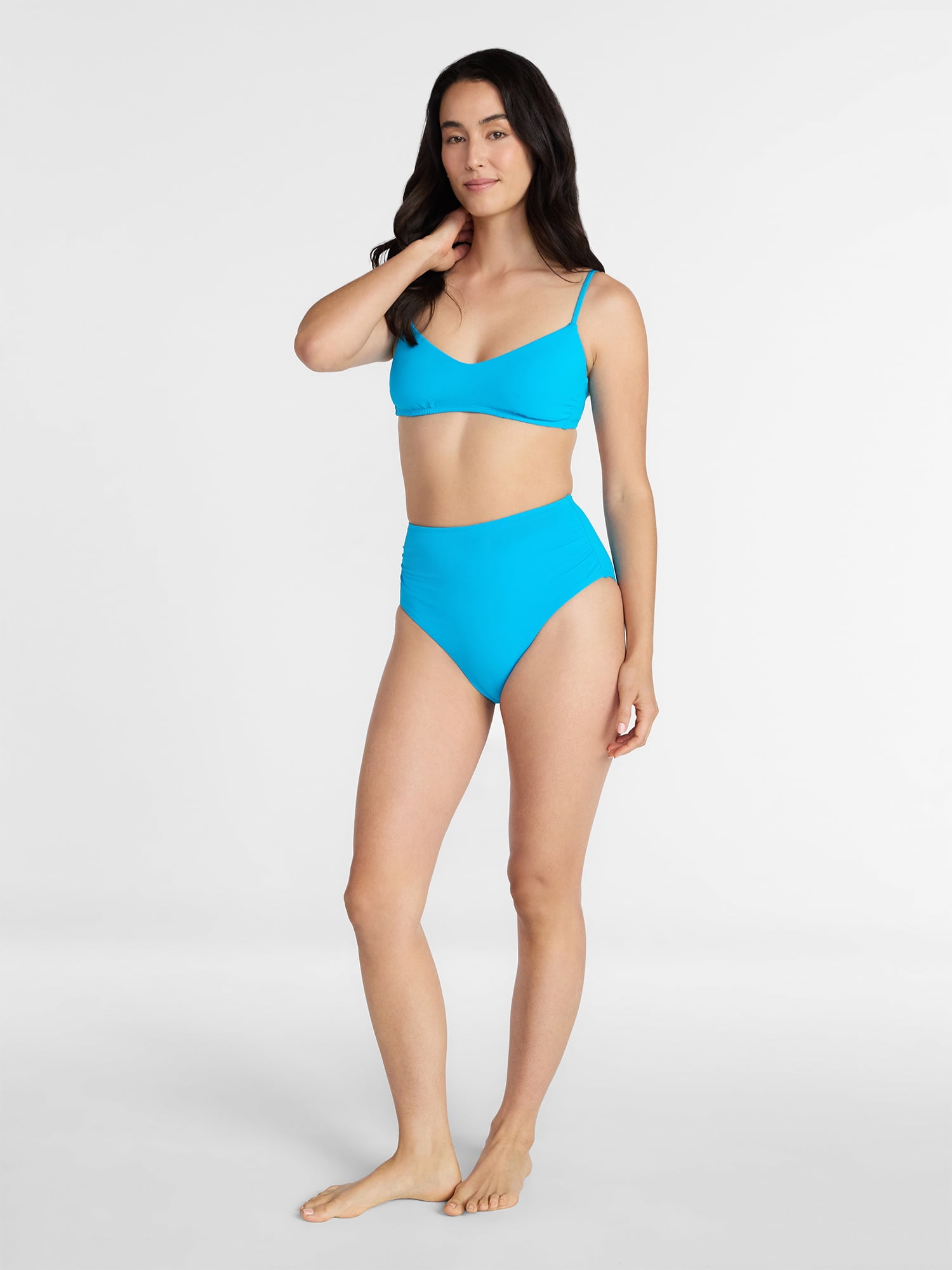 Time and Tru Women's and Women's Plus Ribbed High Waisted Bikini Bottoms, Sizes XS-3X