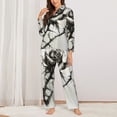thumbnail image 2 of Fotbe Black And White Rose Pattern Long Sleeve Pajama Set for Women,Sleepwear Set,2-piece Loungewear Set,Soft PJs Comfy Nightwear with Pockets -X-Large, 2 of 7