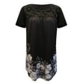 thumbnail image 4 of Pompotops Mode T-shirt Décontracté à Manches Courtes en Dentelle Col Rond Imprimé pour Femmes, 4 of 5