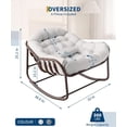 thumbnail image 2 of Wicker Egg Patio Rocking Chair, Indoor & Outdoor Papasan Lounge with Thick Olefin Cushion, 300LBS Capacity All-Weather Rattan Rocker for Porch & Bedroom, 2 of 6