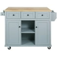 thumbnail image 4 of Glavbiku Rolling Kitchen Cart with Drop-Leaf Countertop,Island Cart with 3 Drawer for Kitchen,Blue, 4 of 15