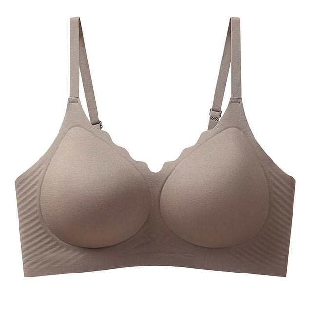 Lenpel Wireless Bras for Women Seamless Full Coverage Soft Support Lifting Push up Bras Comfortable Everyday Bralettes(Coffee,X-Large)