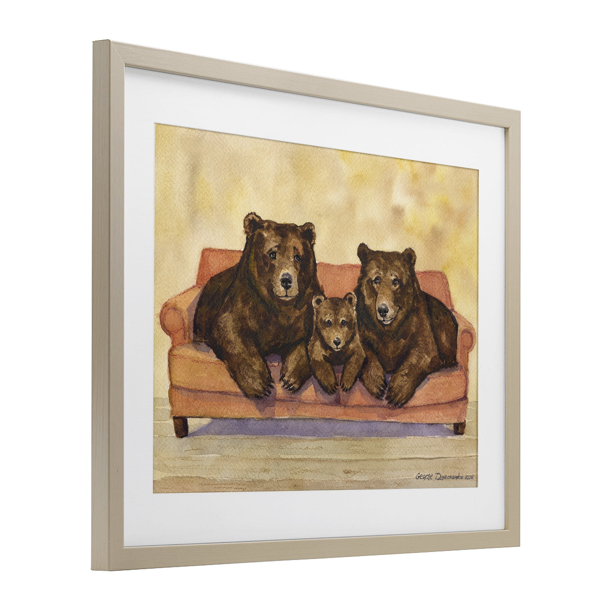 Stupell Industries Bear Family Trio Birch Framed Print Under Glass, design by George Dyachenko