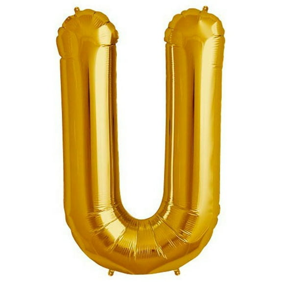 northstar alphabet letter u shape solid jumbo helium 34" foil balloon, gold
