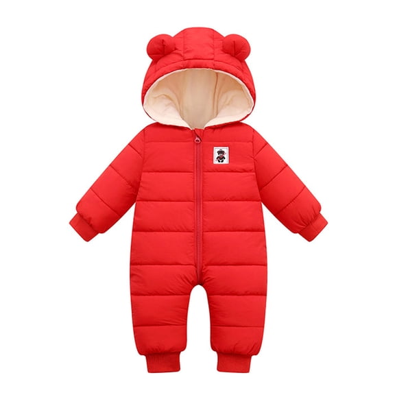 Mercatoo Newborn Baby Boy Girl Long Sleeve Cotton Warm Lined Winter Warm Jumpsuit Cute Bear Ears Zip up Romper Snowsuit Coat