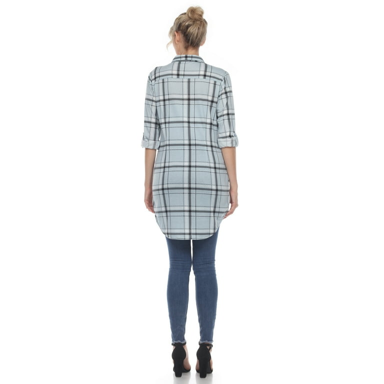 White Mark Women's Missy and Plus Size Plaid Printed Light-Weight Tunic Top