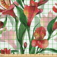thumbnail image 2 of Ambesonne Flowers Fabric by the Yard, Peruvian Lily Ornament Art, 1 Yard, Dark Coral and Green, 2 of 5
