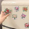 thumbnail image 6 of 6pcs Diamond Painting Kit Fridge Magnets Vibrant Floral DIY Glitter Magnetic Stickers Creative Handmade Fridge Decor Perfect for Kitchen Accents and Holiday Gifts, 6 of 7