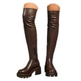thumbnail image 3 of Thigh High Boots for Women Platform Over The Knee High Boots Lug Sole Comfortable Stretch Boots Brown, 3 of 9