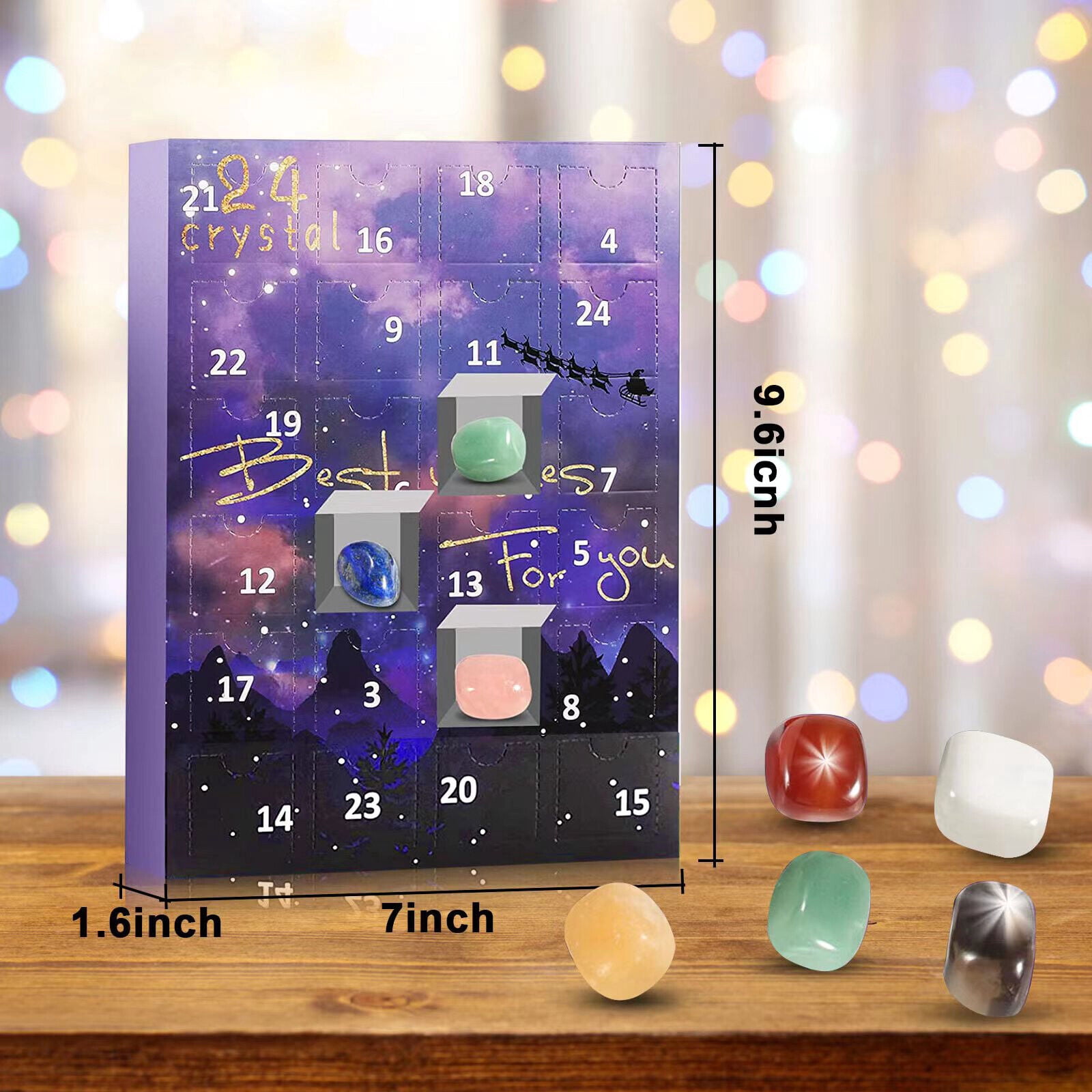 TOPCHANCES Christmas Advent Calendar, 2022 Rocks 24 Days Natural Crystal Gemstone Stone Minerals, Christmas Countdown Calendar for Boys, Girls, Kids, Adults, Christmas Party Favor Gifts, Purple