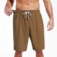 thumbnail image 2 of Men Casual Cargo Pants Joggers Elastic Waist Drawstring Pockets Breathable Lightweight Stretchy Cargo Pants Shorts Fifth Pants Daily Work Gym+ | Zenithor,Coffee L, 2 of 9
