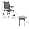 thumbnail image 3 of Outsunny Outdoor Bistro Set Small Patio Set w/ Foldable Chairs, Grey, 3 of 10