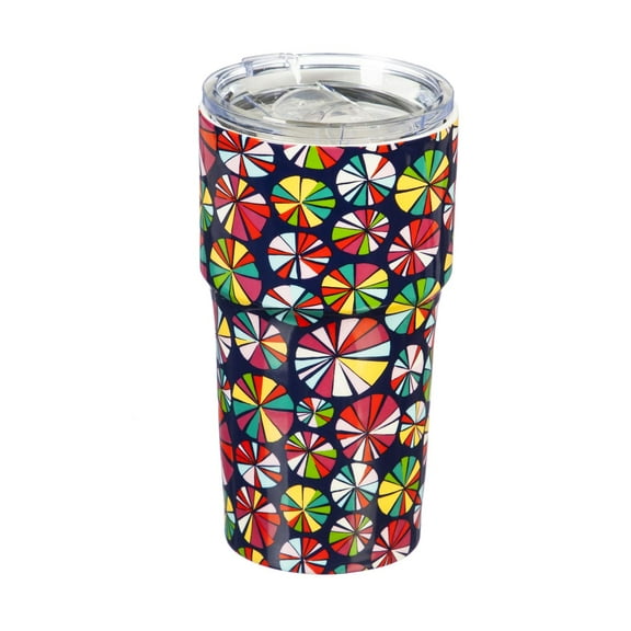 Cypress Double Wall Ceramic Companion Cup with Tritan Lid, 13 OZ, Birthday Confetti