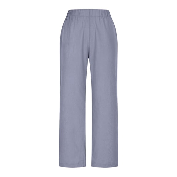 Aezemi Women Lightweight Summer Beach Pants Pull on Elastic Waist Button Split Hem Fashion Spring Travel Vacation Trousers Outdoor Comfy Casual Daily All Match Pants with Pockets 3XL