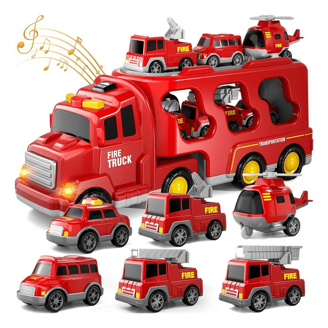 Vehículo De Juguete De Bomberos 7 En 1 Con Juego De Mapas Xtellar rojo