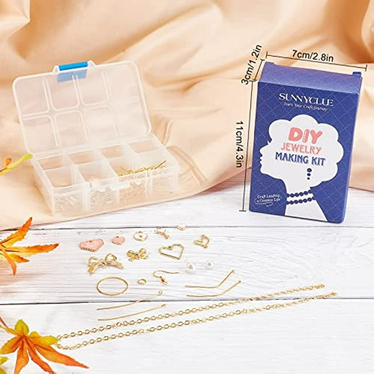 1 Box Make 10 Pairs Pink Heart Dangles Earring Making Kit Heart Pendants  Charms Glass Pearl Beads with Earring Hooks for Women Beginners DIY Jewelry