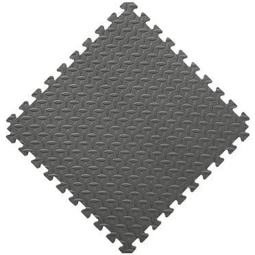 NÖRSK Foam Floor Exercise Mats with Interlocking Tiles, 6-Pack, 24 Square Feet, Reversible Diamond Plate Design, Black/Gray