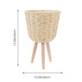 thumbnail image 2 of Hytrove 1Pc Beige Wooden Rattan Square Flowerpot For Indoor Use Woven Flower Pot, 2 of 6