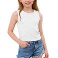 thumbnail image 2 of Einccm Girls' Sleeveless Butterfly Embroidered Crop Tank - Slim Ribbed Round-Neck Spring/Summer Top Ages 0-12, Breathable Layering for School & Play, 2 of 7
