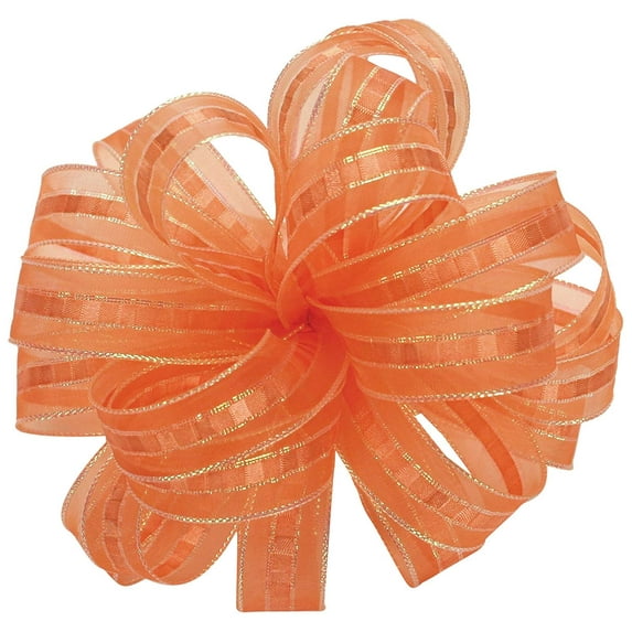 Offray Ilissa Sheer and Satin Craft Ribbon, 5/8-Inch Wide by 25-Yard Spool, Orange/Opal